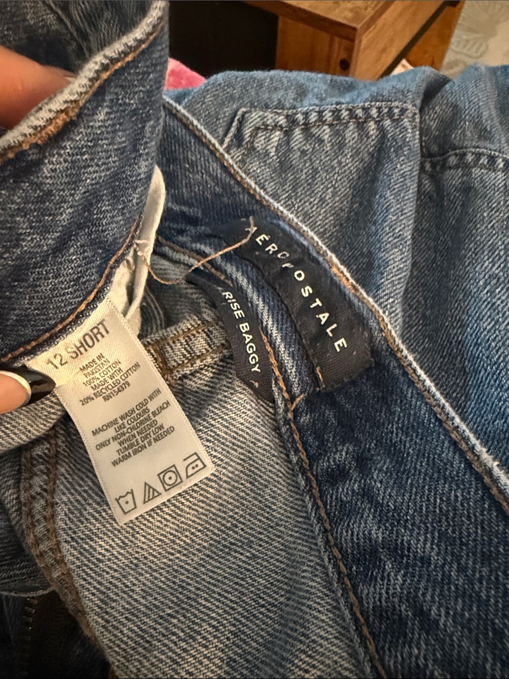 Aeropostale Rise Baggy Jeans - Blue Denim